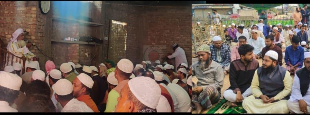 জুমার নামাজ আদায় করতে শাপলা চত্বর মসজিদে মুসুল্লিদের ঢল